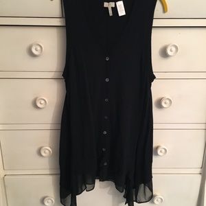 LOGO Cotton Cashmere Sweater Vest w/ Chiffon Trim